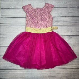 Jona Michelle Girls Pink & Gold Party Dress with
Tulle Skirt - Size 7